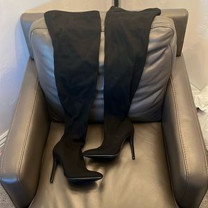 Black thigh high heels